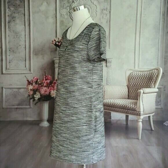 Apt. 9 Gray Scoop Neck Short Sleeve Knee Length T-Shirt Dress Size L Polyester - Picture 5 of 10